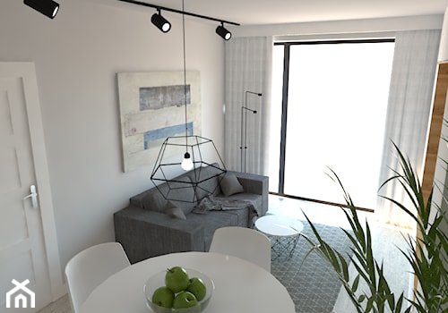 Mieszkanie Mokotów - Mały szary salon z jadalnią, styl nowoczesny - zdjęcie od INTERNOO/studio architektury