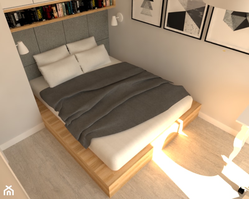 Mieszkanie Mokotów - Mała szara sypialnia, styl nowoczesny - zdjęcie od INTERNOO/studio architektury