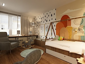 POKÓJ DZIECKA, WRSJA 2 - Średni biały szary pokój dziecka dla dziecka dla nastolatka dla chłopca dla dziewczynki, styl nowoczesny - zdjęcie od Agata Pozowska-Majchrzak, Architekt