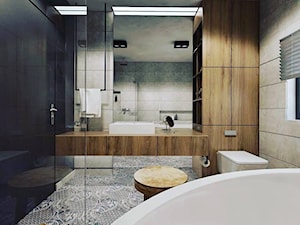 łazienka - Średnia na poddaszu łazienka z oknem, styl nowoczesny - zdjęcie od Agata Pozowska-Majchrzak, Architekt