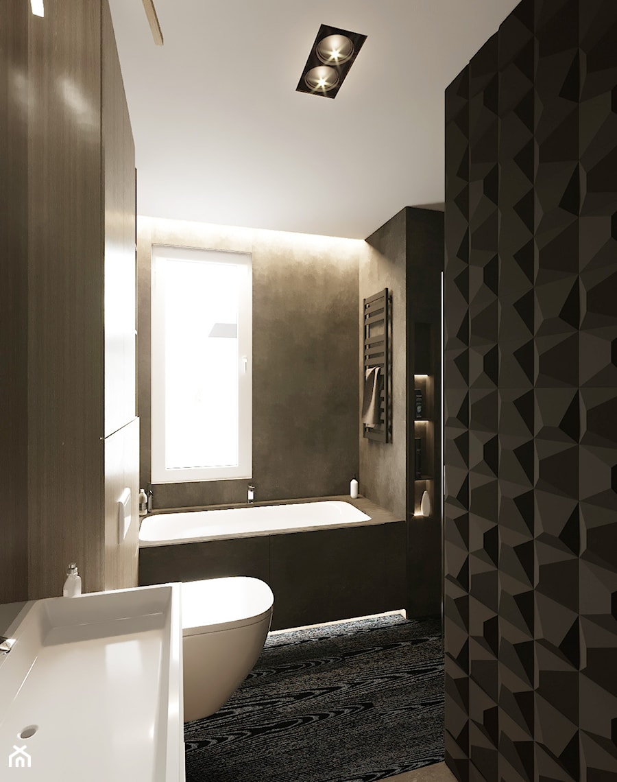 PROJEKT ŁAZIENKI - Średnia z punktowym oświetleniem łazienka z oknem, styl nowoczesny - zdjęcie od Agata Pozowska-Majchrzak, Architekt