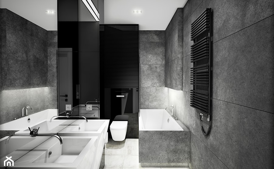 Średnia z dwoma umywalkami łazienka z oknem, styl nowoczesny - zdjęcie od Agata Pozowska-Majchrzak, Architekt