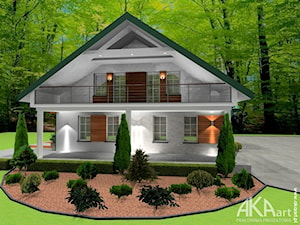 Elewacja domu z zielonym dachem - Nowoczesne domy, styl nowoczesny - zdjęcie od AKAart Pracownia Projektowa