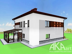 Projekt elewacji domu typu kostka - zdjęcie od AKAart Pracownia Projektowa