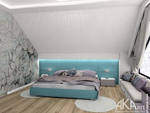 Jasna pastelowa sypialnia ze skosami - zdjęcie od AKAart Pracownia Projektowa