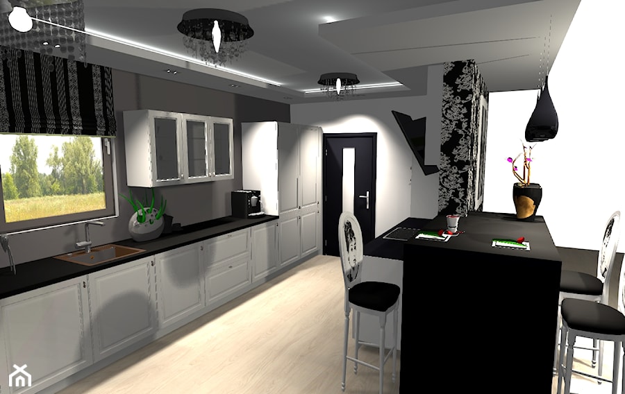 Koncepcja salonu z otwarta kuchnia - Kuchnia, styl glamour - zdjęcie od Glamour Design Adriana Wajsen