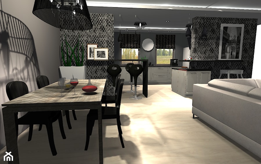 Koncepcja salonu z otwarta kuchnia - Jadalnia, styl glamour - zdjęcie od Glamour Design Adriana Wajsen