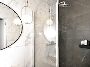 Projekt mieszkania 76mkw - Mała z punktowym oświetleniem łazienka, styl nowoczesny - zdjęcie od Piotr Stolarek PROJEKTOWANIE WNĘTRZ