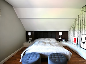 DOM W GAŁKÓWKU - Średnia sypialnia na poddaszu, styl nowoczesny - zdjęcie od Piotr Stolarek PROJEKTOWANIE WNĘTRZ