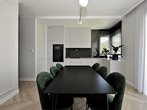 Projekt mieszkania 76mkw - Średnia szara jadalnia w kuchni, styl nowoczesny - zdjęcie od Piotr Stolarek PROJEKTOWANIE WNĘTRZ