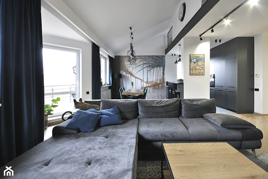 Mieszkanie w segmencie w antresolą - Salon, styl industrialny - zdjęcie od Piotr Stolarek PROJEKTOWANIE WNĘTRZ