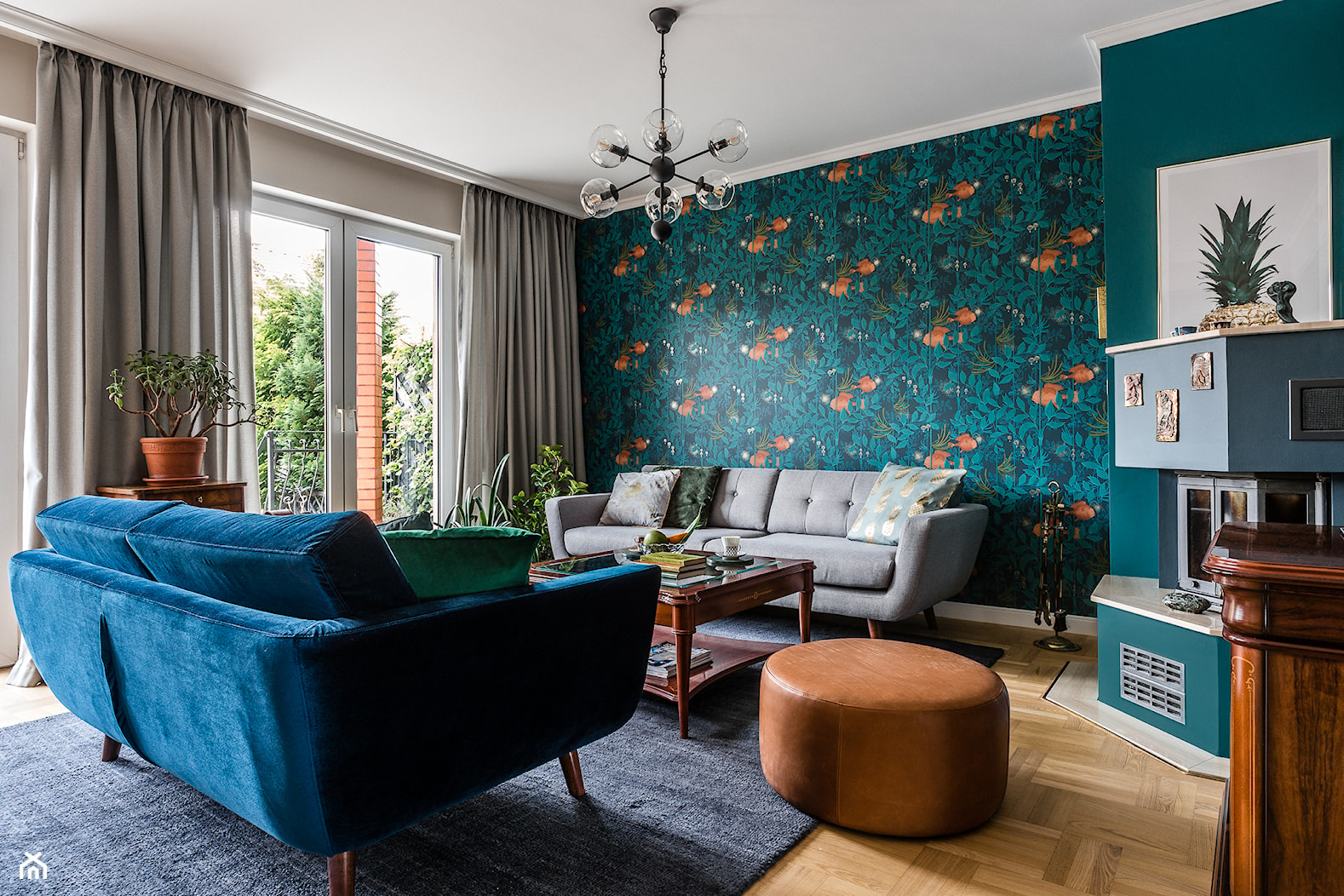 Dom w Gdańsku - Średni niebieski szary salon, styl nowoczesny - zdjęcie od PracowniaPolka - Homebook