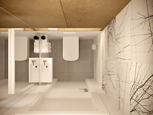 White and wood - Mała bez okna z lustrem łazienka, styl skandynawski - zdjęcie od Inspira Design