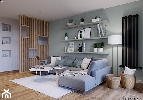 Mint - Średni szary zielony salon, styl nowoczesny - zdjęcie od Inspira Design