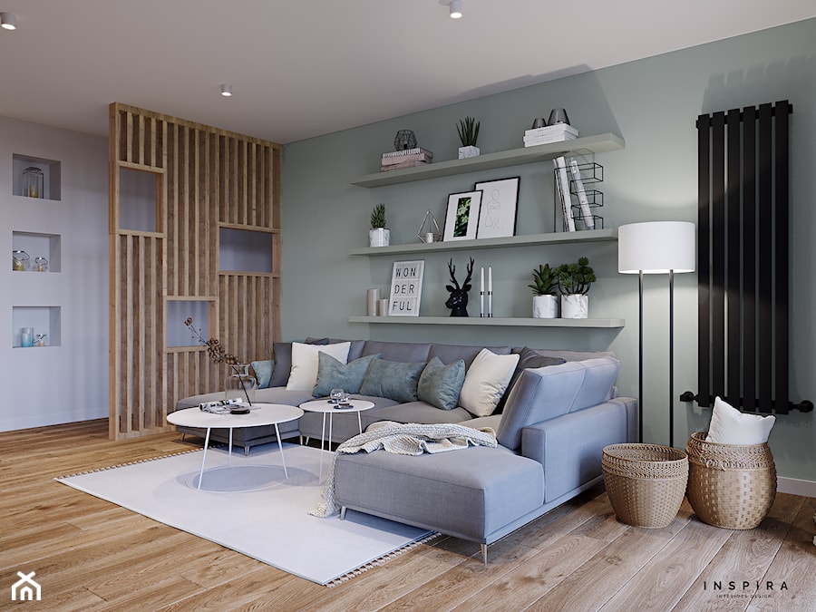 Mint - Średni szary zielony salon, styl nowoczesny - zdjęcie od Inspira Design