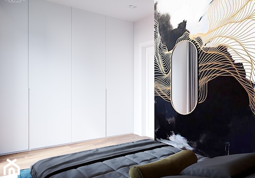 Wszystko o sypialni - Mała biała czarna sypialnia, styl nowoczesny - zdjęcie od Inspira Design