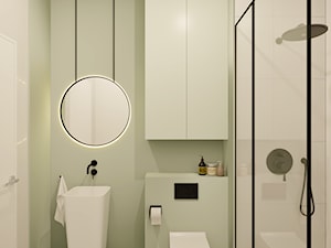 Kolorowa Białołęka - Mała bez okna z lustrem z punktowym oświetleniem łazienka - zdjęcie od Inspira Design