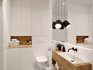 W jodełkę - Średnia biała szara łazienka bez okna, styl skandynawski - zdjęcie od Inspira Design