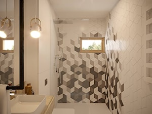 Nowocześnie - Mała z lustrem z punktowym oświetleniem łazienka z oknem, styl nowoczesny - zdjęcie od Inspira Design