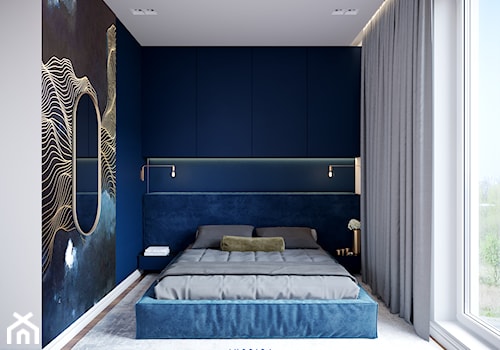 Wszystko o sypialni - Mała niebieska sypialnia, styl nowoczesny - zdjęcie od Inspira Design