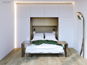 Nowoczesny domek letniskowy - Mała biała sypialnia - zdjęcie od Inspira Design