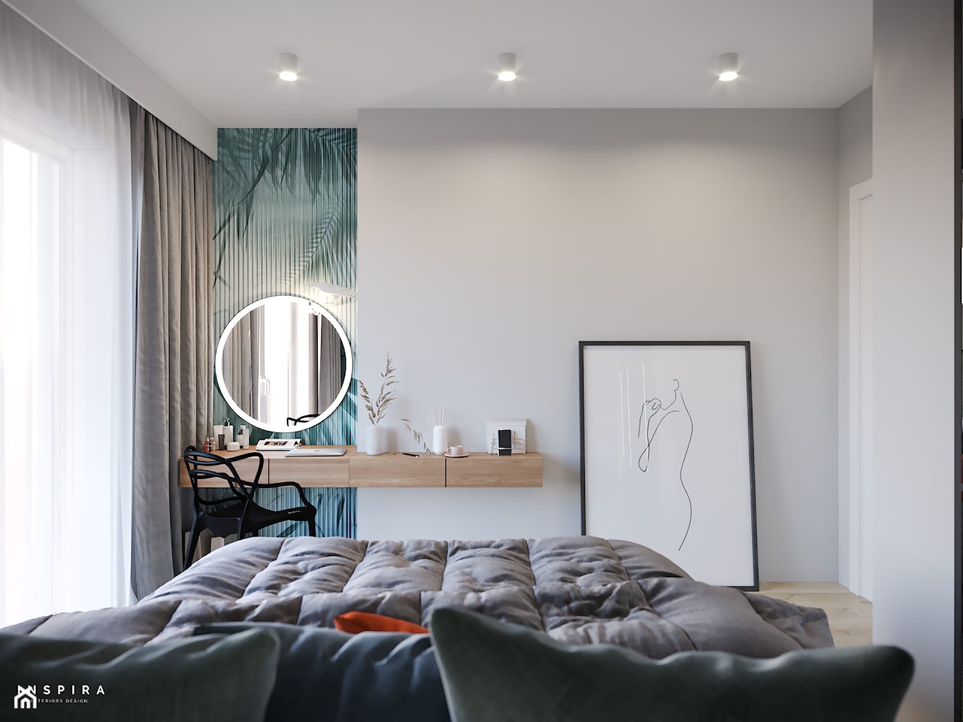 Zieleń przede wszystkim - Sypialnia, styl nowoczesny - zdjęcie od Inspira Design - Homebook