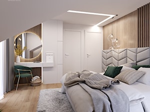 Średnia beżowa biała sypialnia na poddaszu, styl nowoczesny - zdjęcie od Inspira Design