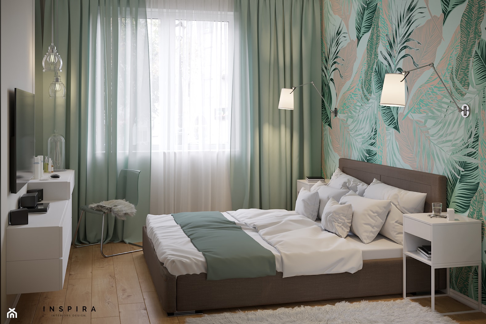 Przytulne m4 na Pradze - Średnia biała sypialnia, styl nowoczesny - zdjęcie od Inspira Design - Homebook