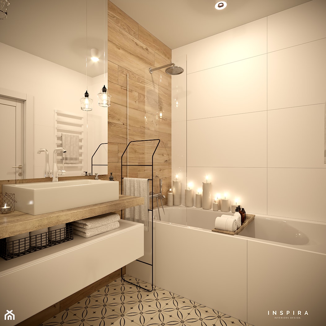 Sielankowa Prowansja - Mała bez okna z punktowym oświetleniem łazienka, styl tradycyjny - zdjęcie od Inspira Design - Homebook