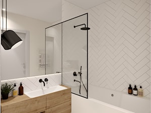 W jodełkę - Średnia biała łazienka bez okna, styl skandynawski - zdjęcie od Inspira Design