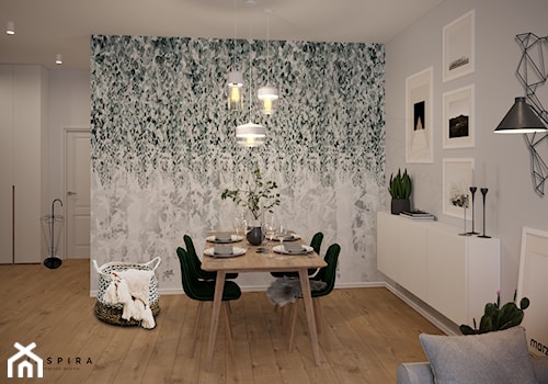 Przytulne m4 na Pradze - Średnia szara jadalnia w salonie, styl skandynawski - zdjęcie od Inspira Design