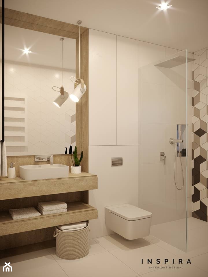 Nowocześnie - Mała bez okna z lustrem z punktowym oświetleniem łazienka, styl nowoczesny - zdjęcie od Inspira Design