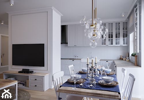 Sielankowa Prowansja - Mała biała jadalnia w kuchni, styl prowansalski - zdjęcie od Inspira Design