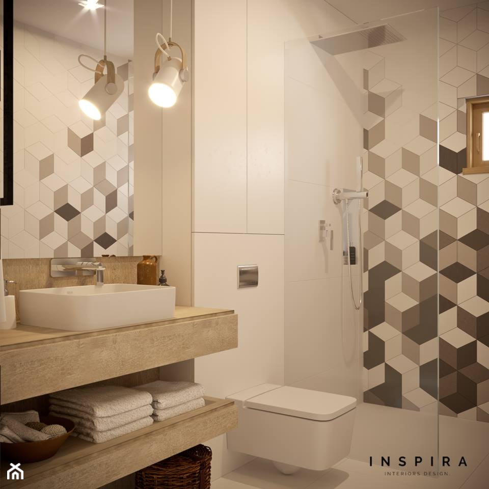 Nowocześnie - Mała bez okna z lustrem z punktowym oświetleniem łazienka - zdjęcie od Inspira Design - Homebook