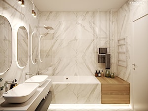 Czysta elegancja - Średnia bez okna z lustrem z dwoma umywalkami łazienka, styl nowoczesny - zdjęcie od Inspira Design