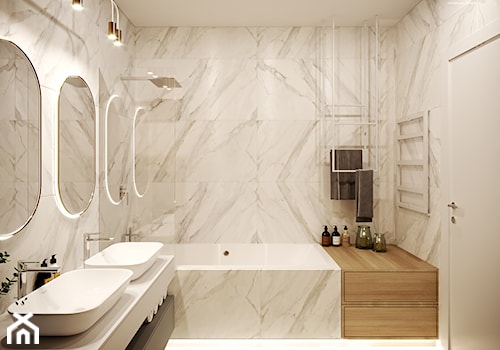 Czysta elegancja - Średnia bez okna z lustrem z dwoma umywalkami łazienka, styl nowoczesny - zdjęcie od Inspira Design