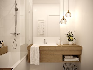 White and wood - Mała biała łazienka w bloku w domu jednorodzinnym bez okna, styl skandynawski - zdjęcie od Inspira Design