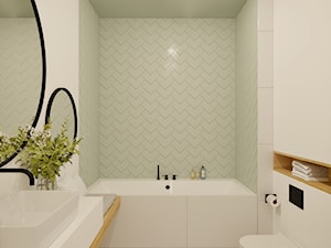 Kolorowa Białołęka - Średnia bez okna z lustrem z punktowym oświetleniem łazienka - zdjęcie od Inspira Design