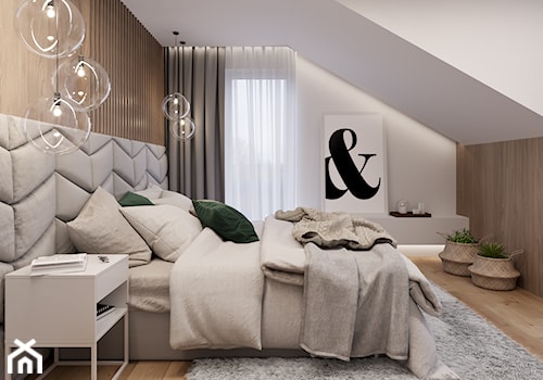 Soft and cozy - Średnia biała sypialnia na poddaszu, styl nowoczesny - zdjęcie od Inspira Design