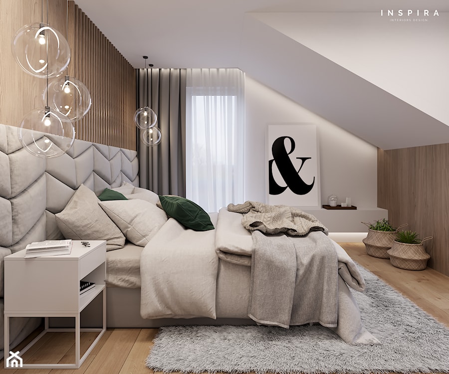 Soft and cozy - Średnia biała sypialnia na poddaszu, styl nowoczesny - zdjęcie od Inspira Design