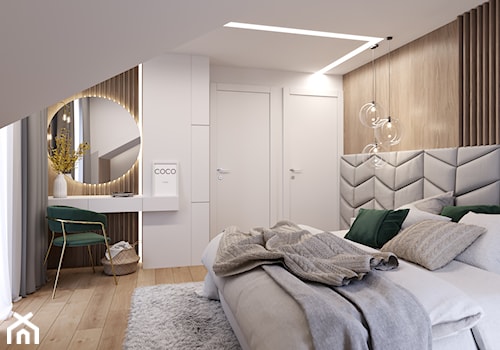 Soft and cozy - Średnia szara sypialnia na poddaszu, styl nowoczesny - zdjęcie od Inspira Design