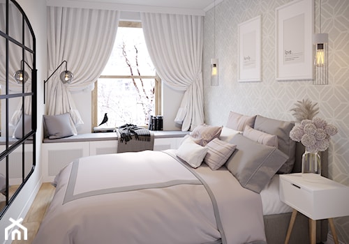 Sielankowa Prowansja - Średnia biała szara sypialnia, styl prowansalski - zdjęcie od Inspira Design