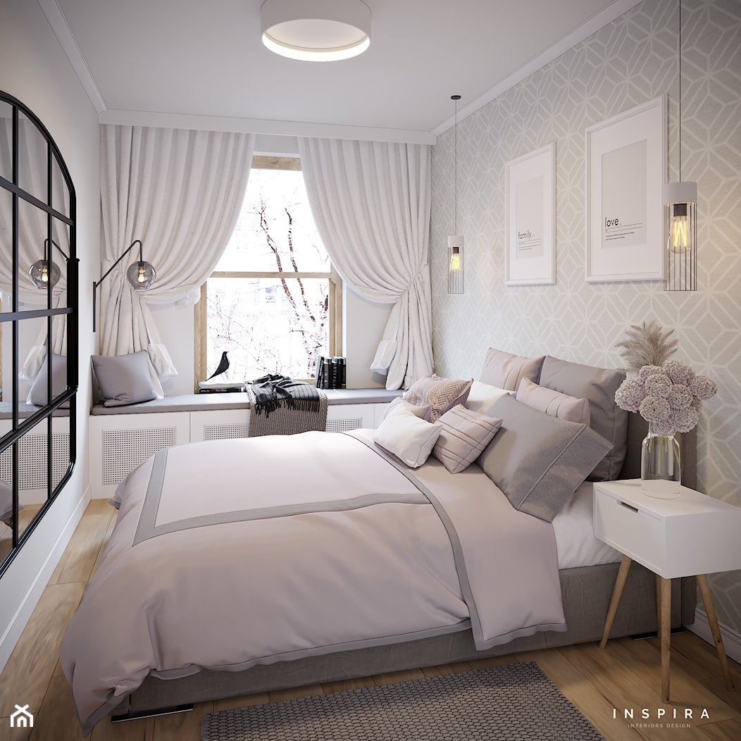 Sielankowa Prowansja - Średnia biała szara sypialnia, styl prowansalski - zdjęcie od Inspira Design - Homebook
