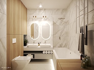 Czysta elegancja - Mała bez okna z dwoma umywalkami łazienka, styl nowoczesny - zdjęcie od Inspira Design