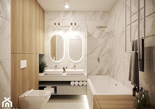 Czysta elegancja - Mała bez okna z dwoma umywalkami łazienka, styl nowoczesny - zdjęcie od Inspira Design
