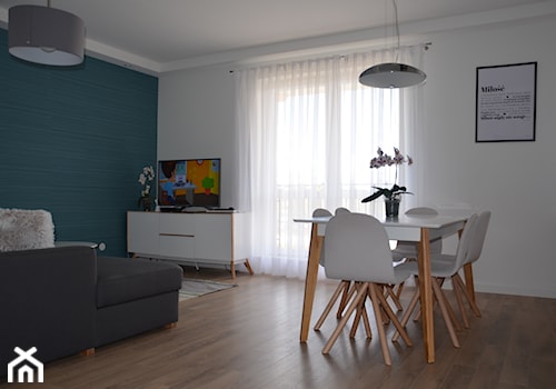 Mieszkanie w Iławie - Mały biały salon z jadalnią, styl nowoczesny - zdjęcie od Studio Projekt