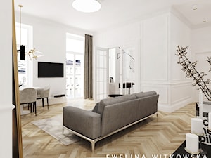 Mieszkanie w warszawskiej kamienicy - Średni biały salon z jadalnią, styl tradycyjny - zdjęcie od Ewelina Witkowska Architektura Wnętrz
