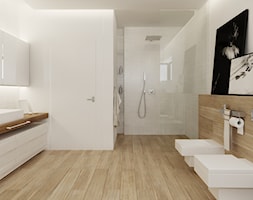 Łazienka w drewnie - Duża łazienka, styl nowoczesny - zdjęcie od Ewelina Witkowska Architektura Wnętrz - Homebook