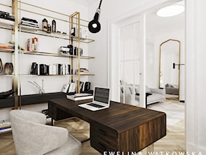 Mieszkanie w warszawskiej kamienicy - Małe białe biuro, styl tradycyjny - zdjęcie od Ewelina Witkowska Architektura Wnętrz