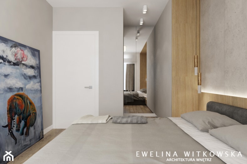 Mieszkanie na warszawskiej Ochocie - Średnia szara sypialnia, styl nowoczesny - zdjęcie od Ewelina Witkowska Architektura Wnętrz